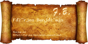 Fürjes Benjámin névjegykártya